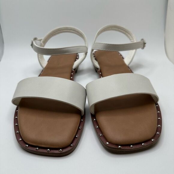 CUSHIONAIRE Women's one band sandal +Memory Foam 8 WHITE - Picture 2 of 7